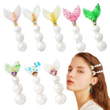 PANTIDE 8 Packs Mermaid Tail Pearl Hair Clips Set, 8 Colors Metal Hair Clips elegant Hair Barrettes Headwear with Pearl Fashion Sweet Hairpins for Girls Women Hair Accessories Daily Wedding Party Gift