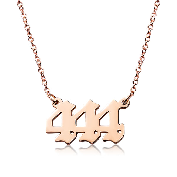 PANTIDE Angel Number Necklace Dainty 111 444 777 Charm Pendants Personalized Number Stainless Steel Numerology Necklace Choker Chain Jewelry Gift for Women Girls Men with Storage Bag(Gold & Rose gold)