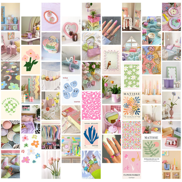 Wall collage kit - 50 PCS Danish Pastel Room Decor Aesthetic, Matisse Wall  Art for Teen Girl