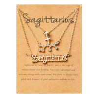 PANTIDE 3Pcs Constellation Zodiac Layer Necklaces for Women Girls, Retro Gold Plated 12 Constellation Pendant Necklace Exquisite Letter Horoscope Old English Zodiac Sign Necklace Jewelry Birthday Gift