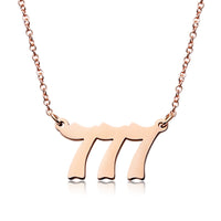 PANTIDE Angel Number Necklace Dainty 111 444 777 Charm Pendants Personalized Number Stainless Steel Numerology Necklace Choker Chain Jewelry Gift for Women Girls Men with Storage Bag(Gold & Rose gold)