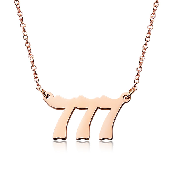 PANTIDE Angel Number Necklace Dainty 111 444 777 Charm Pendants Personalized Number Stainless Steel Numerology Necklace Choker Chain Jewelry Gift for Women Girls Men with Storage Bag(Gold & Rose gold)