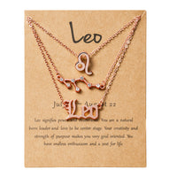 PANTIDE 3Pcs Constellation Zodiac Layer Necklaces for Women Girls, Retro Gold Plated 12 Constellation Pendant Necklace Exquisite Letter Horoscope Old English Zodiac Sign Necklace Jewelry Birthday Gift