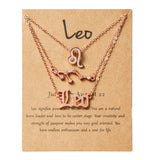 PANTIDE 3Pcs Constellation Zodiac Layer Necklaces for Women Girls, Retro Gold Plated 12 Constellation Pendant Necklace Exquisite Letter Horoscope Old English Zodiac Sign Necklace Jewelry Birthday Gift