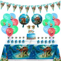 PANTIDE 36 Pieces Moana Party Decorations Supplies Kit - Including Double-Sided Latex Balloons, Foil Balloons, Cake & Cupcake Toppers, Banner Flag, Table Cover for Kids Birthday Party Baby Shower