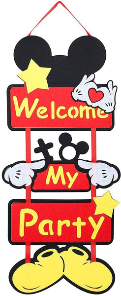 PANTIDE Mickey Mouse Party Supplies Mickey Mouse Door Decoration︱Welcome to My Party Door Sign Welcome Hanger Door Poster Banner Home Decoration