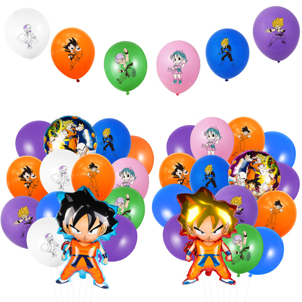 PANTIDE 56Pcs Dragon Ball Balloons Party Supplies Kit – DBZ Super Saiyan Goku Gohan Foil Balloons, 12 Inch Dragon Ball Printed Solid Color Latex Balloons, Dragon Ball Themed Birthday Party Decorations