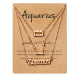 PANTIDE 3Pcs Constellation Zodiac Layer Necklaces for Women Girls, Retro Gold Plated 12 Constellation Pendant Necklace Exquisite Letter Horoscope Old English Zodiac Sign Necklace Jewelry Birthday Gift