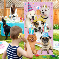 PANTIDE Puppy Birthday Toss Games Banner with 4 Bean Bags - Fun Indoor Outdoor Party Game Activities for Kids and Adults, Puppy Birthday Themed Throwing Games Party Decoration Supplies Set
