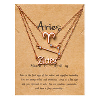 PANTIDE 3Pcs Constellation Zodiac Layer Necklaces for Women Girls, Retro Gold Plated 12 Constellation Pendant Necklace Exquisite Letter Horoscope Old English Zodiac Sign Necklace Jewelry Birthday Gift