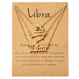 PANTIDE 3Pcs Constellation Zodiac Layer Necklaces for Women Girls, Retro Gold Plated 12 Constellation Pendant Necklace Exquisite Letter Horoscope Old English Zodiac Sign Necklace Jewelry Birthday Gift