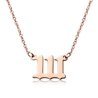 PANTIDE Angel Number Necklace Dainty 111 444 777 Charm Pendants Personalized Number Stainless Steel Numerology Necklace Choker Chain Jewelry Gift for Women Girls Men with Storage Bag(Gold & Rose gold)