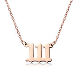 PANTIDE Angel Number Necklace Dainty 111 444 777 Charm Pendants Personalized Number Stainless Steel Numerology Necklace Choker Chain Jewelry Gift for Women Girls Men with Storage Bag(Gold & Rose gold)