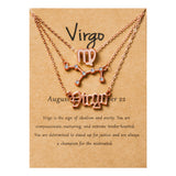 PANTIDE 3Pcs Constellation Zodiac Layer Necklaces for Women Girls, Retro Gold Plated 12 Constellation Pendant Necklace Exquisite Letter Horoscope Old English Zodiac Sign Necklace Jewelry Birthday Gift