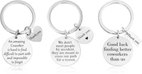 PANTIDE Coworker Leaving Gifts - 3Pcs Going Away Keychains Leaving Away Keychains for Friends Boss Colleague Goodbye Farewell Employees Thank You Retirement Keychains for Women Men with Storage Bags