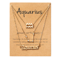 PANTIDE 3Pcs Constellation Zodiac Layer Necklaces for Women Girls, Retro Gold Plated 12 Constellation Pendant Necklace Exquisite Letter Horoscope Old English Zodiac Sign Necklace Jewelry Birthday Gift