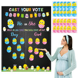 PANTIDE Easter Baby Chick Gender Reveal Party Games for Guests Cast Your Vote He or She Gender Reveal Poster with Team Boy or Team Girl Chick Voting Stickers for Spring Baby Shower Party Supplies