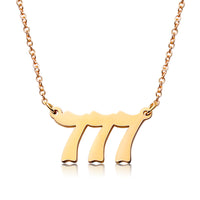 PANTIDE Angel Number Necklace Dainty 111 444 777 Charm Pendants Personalized Number Stainless Steel Numerology Necklace Choker Chain Jewelry Gift for Women Girls Men with Storage Bag(Gold & Rose gold)