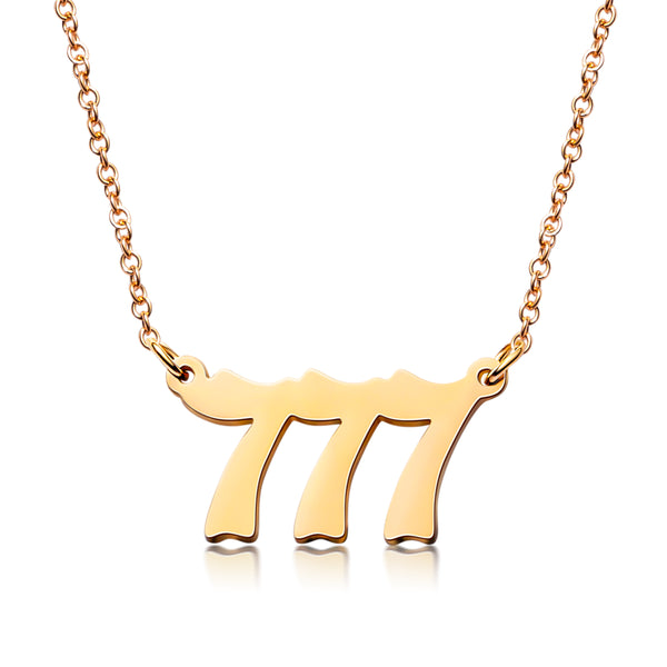 PANTIDE Angel Number Necklace Dainty 111 444 777 Charm Pendants Personalized Number Stainless Steel Numerology Necklace Choker Chain Jewelry Gift for Women Girls Men with Storage Bag(Gold & Rose gold)