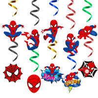 PANTIDE 30Ct Spiderman Hanging Swirls Decorations, Spiderman Whirls Glitter Foil Ceiling Swirls Streamers Decorations, Avengers Superhero Themed Party Supplies Favors for Kids Birthday Baby Shower
