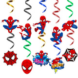 PANTIDE 30Ct Spiderman Hanging Swirls Decorations, Spiderman Whirls Glitter Foil Ceiling Swirls Streamers Decorations, Avengers Superhero Themed Party Supplies Favors for Kids Birthday Baby Shower