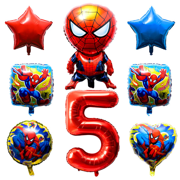PANTIDE 8Pcs Spiderman Balloons 5th Birthday Kit- Avengers Theme Birthday Party Supplies Decorations Balloons Bundle for Baby Boys, Perfect for Kids’ Superhero Theme Party Favors Party Foil Balloons