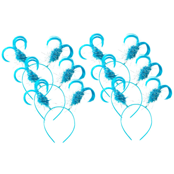 PANTIDE 6 Packs of Feathers and Ponytail Headband, Halloween Christmas Party Costume Plastic Headwear, Light Blue Faux Feather Party Headboppers Accessory School Party Favors Gifts, One Size