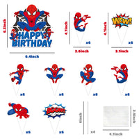 PANTIDE 49Pcs Spiderman Cake Topper Cupcake Toppers - Happy Birthday Cake Decoration, Cupcake Picks of Different Spiderman Patterns, Avengers Superhero Themed Birthday Party Decorations for Kids Boys