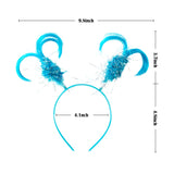 PANTIDE 6 Packs of Feathers and Ponytail Headband, Halloween Christmas Party Costume Plastic Headwear, Light Blue Faux Feather Party Headboppers Accessory School Party Favors Gifts, One Size