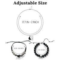 PANTIDE 6Pcs Yin Yang BFF Couples Bracelets Necklace Set Adjustable Yin Yang Pendant Matching Necklace Cord Bracelet Energy Beads Bracelet Friendship Relationship Valentines Gift Boyfriend Girlfriend