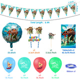 PANTIDE 36 Pieces Moana Party Decorations Supplies Kit - Including Double-Sided Latex Balloons, Foil Balloons, Cake & Cupcake Toppers, Banner Flag, Table Cover for Kids Birthday Party Baby Shower