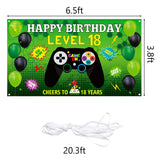 PANTIDE Level 18 Video Game Happy Birthday Backdrop Banner- Level Up Birthday Party Decorations Supplies, Game Controller Balloon Banner Background, Game On Party Large Poster Accessory (6.5 x 3.8ft)