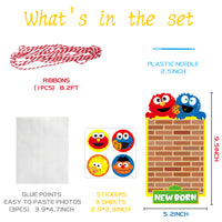 PANTIDE Sesame Friends 1st Birthday Photo Banner for Baby Newborn to 12 Months, Monthly Milestone Photograph Bunting Garland with Stickers, Elmo Cookie Monster Themed First Birthday Party Decorations