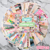 PANTIDE 50Pcs Danish Pastel Aesthetic Wall Collage Kit Pink Theme Poster Photo Dorm Trendy Cottagecore Wall Art Print Warm Color Pictures Collage Room Bedroom Decor Gift for Teen Girls, 4x6 Inch