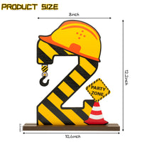 PANTIDE Construction Zone 2 Letter Sign Wooden Table Centerpiece for Baby Boys Dump Truck Car 2nd Birthday Party Decoration Supplies Construction Hat Ornament for Baby Shower Cake Smash Photo Props
