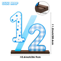 PANTIDE Half Number Sign 1/2 Birthday Wooden Table Centerpiece for Baby Boys 6 Month Birthday Party Decorations Supplies Blue Large Numbers Table Decor for Half Year Baby Shower Cake Smash Photo Props