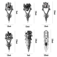 PANTIDE 6 Pcs Punk Gothic Knuckle Joint Full Finger Double Rings, Silvery Armour Cool Rings Punk Rock Hinged Loop Activity Rings for Men Women Halloween Cosplay Costume Accessories Jewelry Gifts