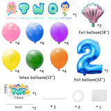 PANTIDE Cartoon Guppies Fish 2nd Party Decorations Supplies Kit Including Number 2 Balloons 12 inch Latex Balloons Shell Foil Balloons Cake Toppers TWO Banner for Kids Birthday Baby Shower(39 Pcs)