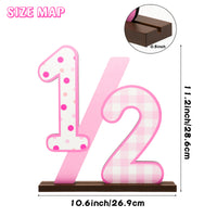 PANTIDE Half Number Sign 1/2 Birthday Wooden Table Centerpiece for Baby Girls 6 Month Birthday Party Decoration Supplies Pink Large Numbers Table Decor for Half Year Baby Shower Cake Smash Photo Props