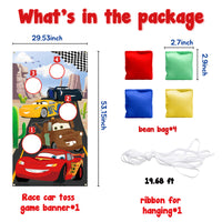 PANTIDE Race Car Toss Game Banner with 4 Bean Bags- Racing Themed Indoor Outdoor Family Party Tossing Activities for Kids Adults, Let’s Go Racing Throwing Games Birthday Party Supplies Decor Gift Set