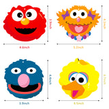 PANTIDE Sesame Friends Centerpiece Sticks Table Toppers, Double-Sided Photo Booth Props Cake Toppers, Sesame Elmo Cookie Monster Big Bird Themed Birthday Party Decorations Supplies for Kids, Set of 30