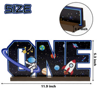 PANTIDE Outer Space One Letter Sign Table Wooden Centerpiece for Baby Boys Girls Solar System 1st Birthday Party Table Decorations Planets Themed First Party Supplies for One Baby Shower Photo Props