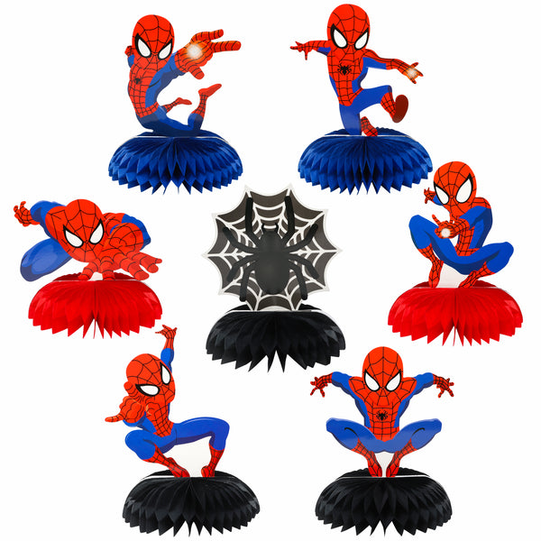 PANTIDE 7Pcs Spiderman Honeycomb Centerpieces Table Topper, Double-Sided Spiderman Table Decor, Avengers Superhero Themed Party Favors Decorations Photo Booth Props for Kids Birthday Party Supplies