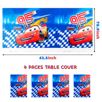 PANTIDE 4Pcs Race Car Table Covers Plastic Disposable Rectangle Tablecloth Racing Car Themed Birthday Party Decoration Supplies for Kids Boys Let’s Go Racing Sports Events Game Baby Shower, 70.9 x 42.5”