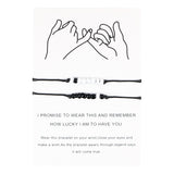 PANTIDE 2Pcs Pinky Promise Bracelets Adjustable Distance Matching Bracelets for Best Friends Couple Family Sisters Friendship Bracelets Birthday Gift for Girlfriend Boyfriend Teen Girls Women Men