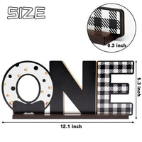 PANTIDE Mr. Onederful ONE Letter Sign Wooden Table Centerpiece for Baby Boys Little Man 1st Birthday Party Decorations Black White and Gold Checkered Bow Tie Table Decor Baby Shower Cake Smash Props