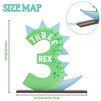 PANTIDE Dinosaur Number 3 Wooden Table Centerpiece for Boys Roar Three Rex Green Jungle Themed Birthday Party Decoration Supplies Little Dino Number Ornament for 3rd Baby Shower Cake Smash Photo Props