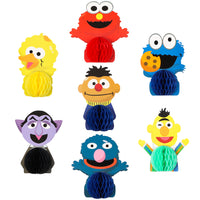 PANTIDE 7Pcs Sesame Honeycomb Centerpieces Table Topper, Double-Sided Elmo Cookie Monster Table Decorations Sesame Party Favors Photo Booth Props for Kids Birthday Party Sesame Theme Party Supplies