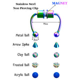 PANTIDE 5Pcs Magnetic Septum Fake Nose Rings Horseshoe Non Piercing Nose Hoop Studs Rings Reusable Stainless Steel Colorful Alloy False Nose Ring Hoop Faux Piercing Nose Ear Lip Jewelry for Women Men