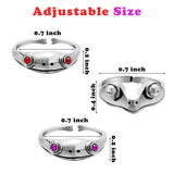 PANTIDE 3 Pcs Frog Open Rings Set for Women, Vintage Adjustable Alloy Animal Finger Rings, Cute Silver Frog with Red Purple Eyes Rings, Fashion Jewelry Gifts for Anniversary Birthday Valentine’s Day